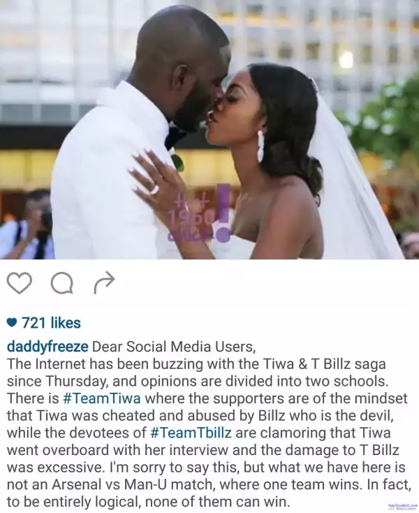 SAN threatened to file a lawsuit against Tiwa Savage on behalf of TeeBlizz for destroying his reputation - Freeze